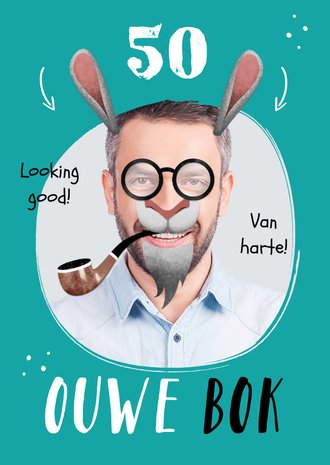 Verjaardagskaart man geit bok humor foto | Kaartje2go